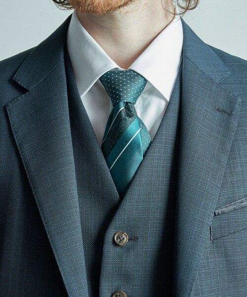 MEN'S BIGI / メンズビギ ネクタイ | シャドーペイズリーストライプ×ピンドット柄シルクネクタイ | 詳細3