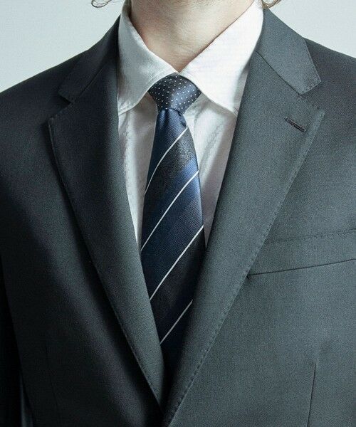 MEN'S BIGI / メンズビギ ネクタイ | シャドーペイズリーストライプ×ピンドット柄シルクネクタイ | 詳細6