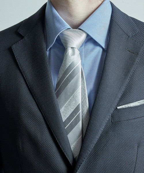 MEN'S BIGI / メンズビギ ネクタイ | シャドーペイズリーストライプ×ピンドット柄シルクネクタイ | 詳細9