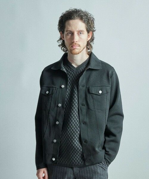 MEN'S BIGI / メンズビギ ブルゾン | デニムジャケット風ミラノリブニットアウター | 詳細9