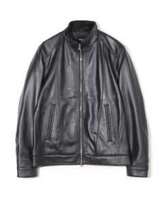 MEN'S BIGI / メンズビギ レザーブルゾン・ジャケット | スタンドカラーシングルライダース シープレザージャケット