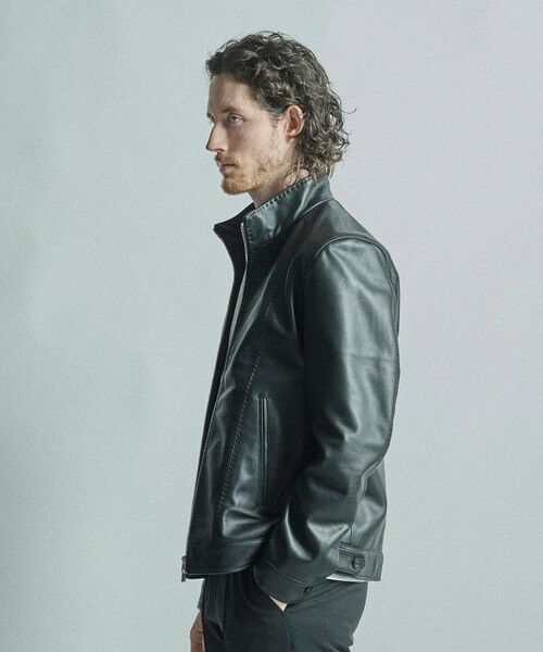 MEN'S BIGI / メンズビギ レザーブルゾン・ジャケット | スタンドカラーシングルライダース シープレザージャケット | 詳細3