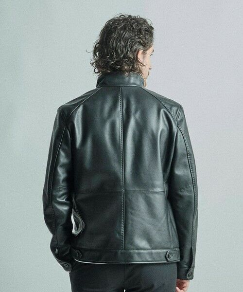 MEN'S BIGI / メンズビギ レザーブルゾン・ジャケット | スタンドカラーシングルライダース シープレザージャケット | 詳細4