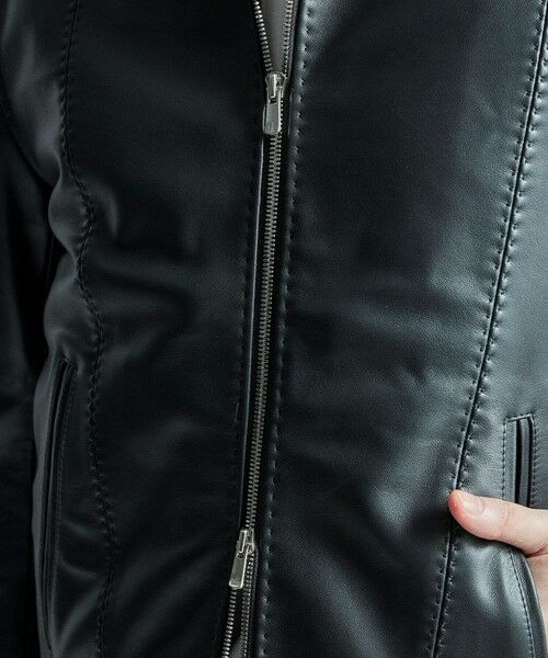 MEN'S BIGI / メンズビギ レザーブルゾン・ジャケット | スタンドカラーシングルライダース シープレザージャケット | 詳細6