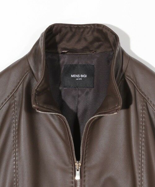 MEN'S BIGI / メンズビギ レザーブルゾン・ジャケット | スタンドカラーシングルライダース シープレザージャケット | 詳細9