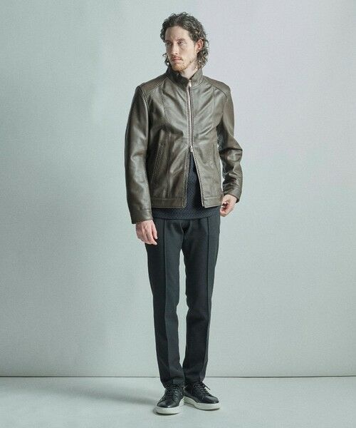 MEN'S BIGI / メンズビギ レザーブルゾン・ジャケット | スタンドカラーシングルライダース シープレザージャケット | 詳細23