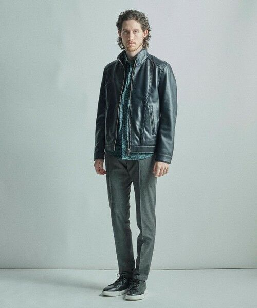 MEN'S BIGI / メンズビギ レザーブルゾン・ジャケット | スタンドカラーシングルライダース シープレザージャケット | 詳細25