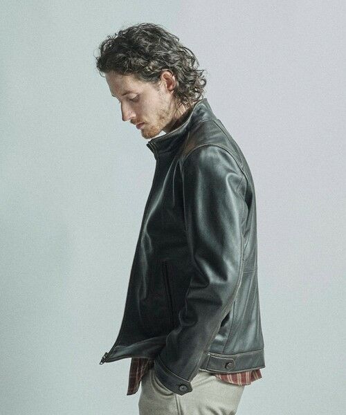 MEN'S BIGI / メンズビギ レザーブルゾン・ジャケット | スタンドカラーシングルライダース シープレザージャケット＜エイジング加工＞ | 詳細14
