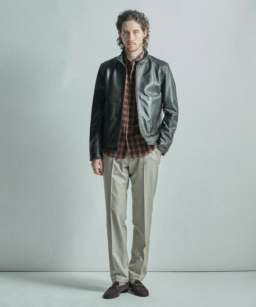 MEN'S BIGI / メンズビギ レザーブルゾン・ジャケット | スタンドカラーシングルライダース シープレザージャケット＜エイジング加工＞ | 詳細16