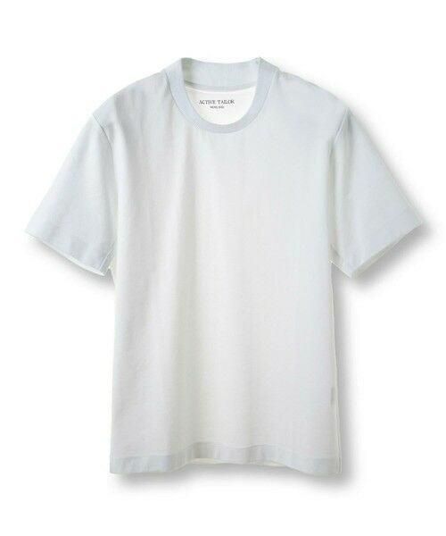 MEN'S BIGI / メンズビギ Tシャツ | 【ACTIVE TAILOR/アクティブテイラー】シルケットスムースクルーネックTシャツ<接触冷感 / UVカット>(ホワイト)