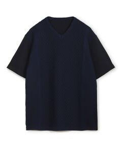 MEN'S BIGI / メンズビギ Tシャツ | サマーニットコンビVネック半袖Tシャツ