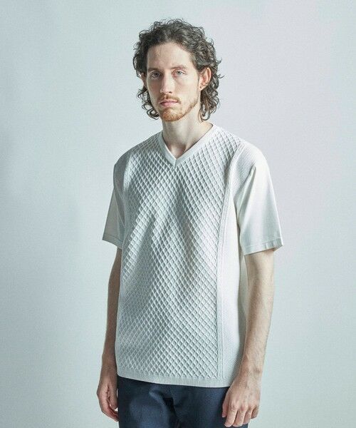 MEN'S BIGI / メンズビギ Tシャツ | サマーニットコンビVネック半袖Tシャツ | 詳細2