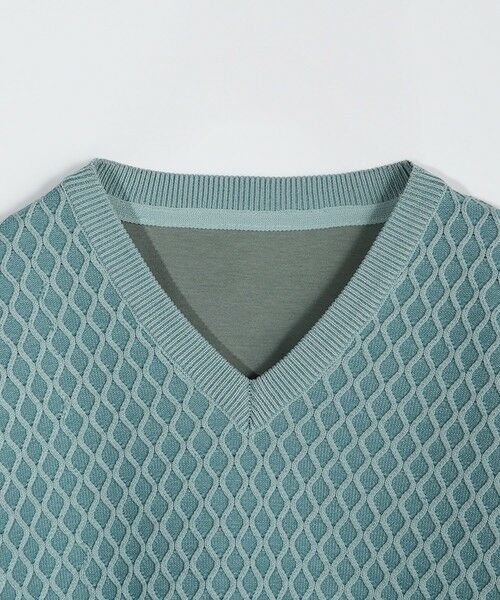 MEN'S BIGI / メンズビギ Tシャツ | サマーニットコンビVネック半袖Tシャツ | 詳細7