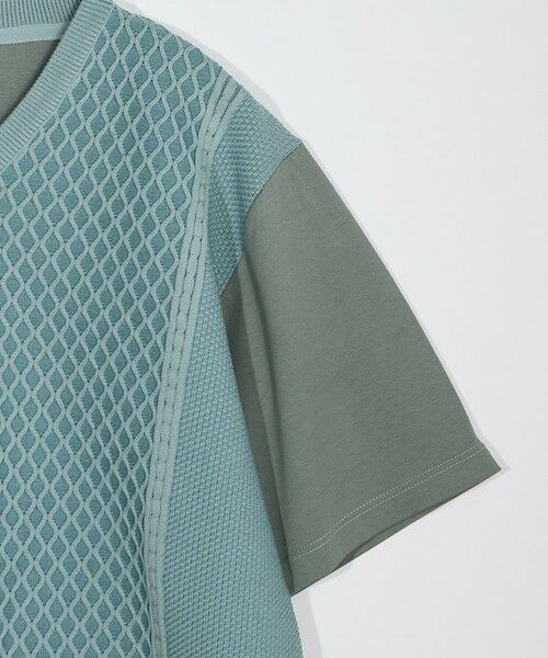 MEN'S BIGI / メンズビギ Tシャツ | サマーニットコンビVネック半袖Tシャツ | 詳細8