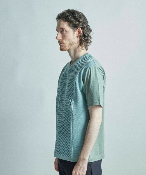 MEN'S BIGI / メンズビギ Tシャツ | サマーニットコンビVネック半袖Tシャツ | 詳細13