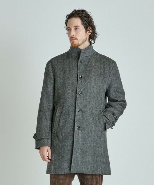 MEN'S BIGI / メンズビギ その他アウター | Super140ウールヘリンボーンビーバー スタンドカラーコート | 詳細1