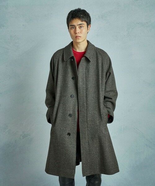 MEN'S BIGI / メンズビギ ステンカラーコート | グレンチェックウール ステンカラーコート | 詳細13