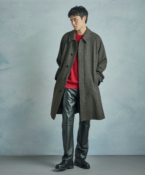 MEN'S BIGI / メンズビギ ステンカラーコート | グレンチェックウール ステンカラーコート | 詳細16