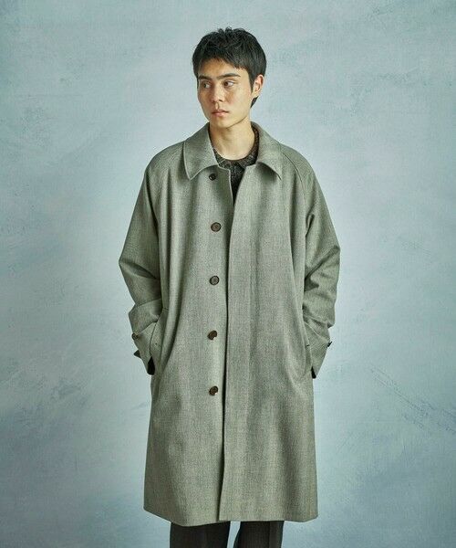 MEN'S BIGI / メンズビギ ステンカラーコート | ヘリンボーンダブルクロス ステンカラーコート＜2WAYストレッチ＞ | 詳細1