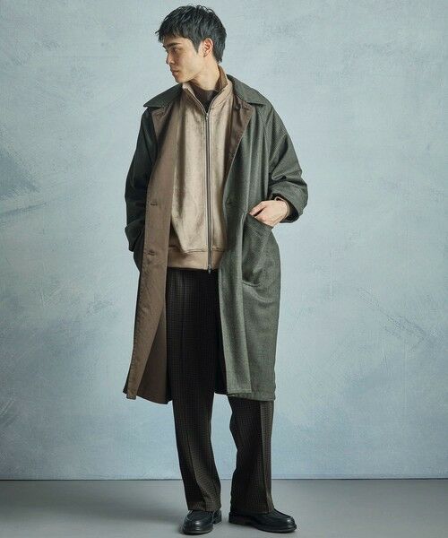 MEN'S BIGI / メンズビギ ステンカラーコート | 【50th Anniv . 中田 慎介】 COTTON TWILL x WOOL HOUND'S TOOTH REVERSIBLE COAT | 詳細4