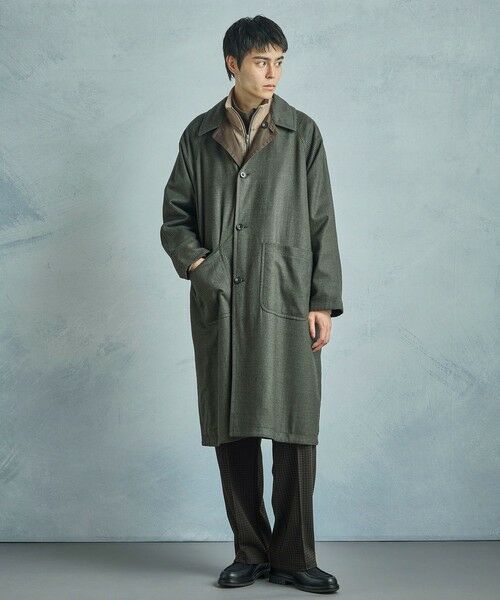 MEN'S BIGI / メンズビギ ステンカラーコート | 【50th Anniv . 中田 慎介】 COTTON TWILL x WOOL HOUND'S TOOTH REVERSIBLE COAT | 詳細7