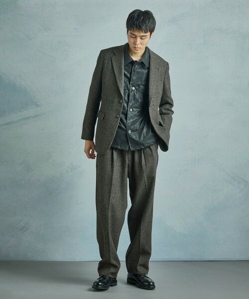 MEN'S BIGI / メンズビギ スラックス・ドレスパンツ | ウールグレンチェック ワイドパンツ | 詳細14