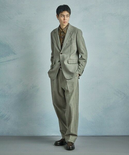 MEN'S BIGI / メンズビギ スラックス・ドレスパンツ | 二重織ヘリンボーン テーパードワイドパンツ＜2WAYストレッチ＞ | 詳細12