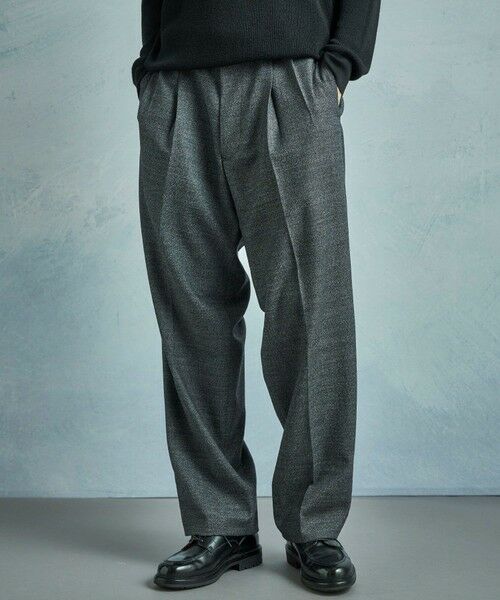 MEN'S BIGI / メンズビギ スラックス・ドレスパンツ | メランジウール 2タックテーパードワイドパンツ | 詳細2