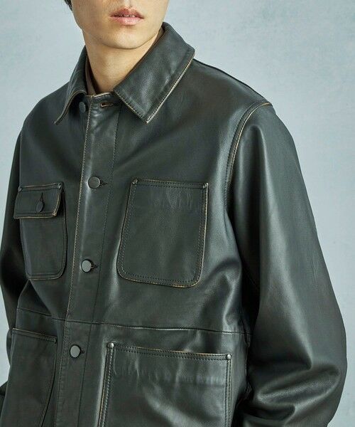 MEN'S BIGI / メンズビギ レザーブルゾン・ジャケット | 【JAGROSE/ジャグロース】別注ラムレザーカバーオール | 詳細14