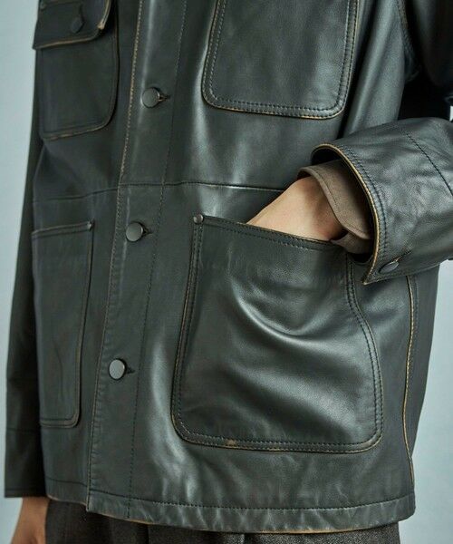 MEN'S BIGI / メンズビギ レザーブルゾン・ジャケット | 【JAGROSE/ジャグロース】別注ラムレザーカバーオール | 詳細15