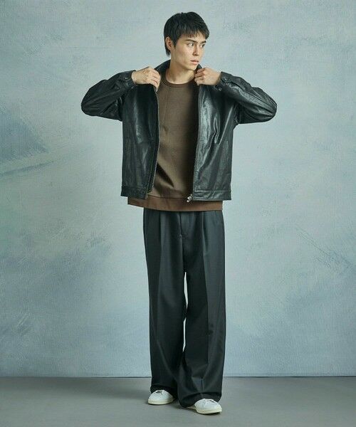 MEN'S BIGI / メンズビギ レザーブルゾン・ジャケット | ゴートレザー ライダースブルゾン | 詳細7