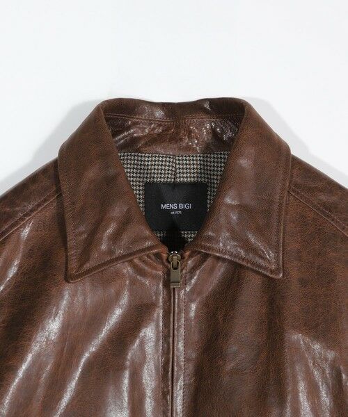 MEN'S BIGI / メンズビギ レザーブルゾン・ジャケット | ゴートレザー ライダースブルゾン | 詳細8