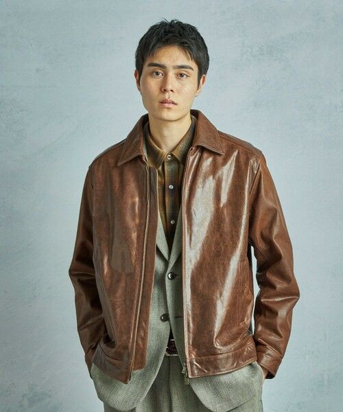 MEN'S BIGI / メンズビギ レザーブルゾン・ジャケット | ゴートレザー ライダースブルゾン | 詳細17