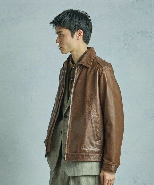 MEN'S BIGI / メンズビギ レザーブルゾン・ジャケット | ゴートレザー ライダースブルゾン | 詳細19