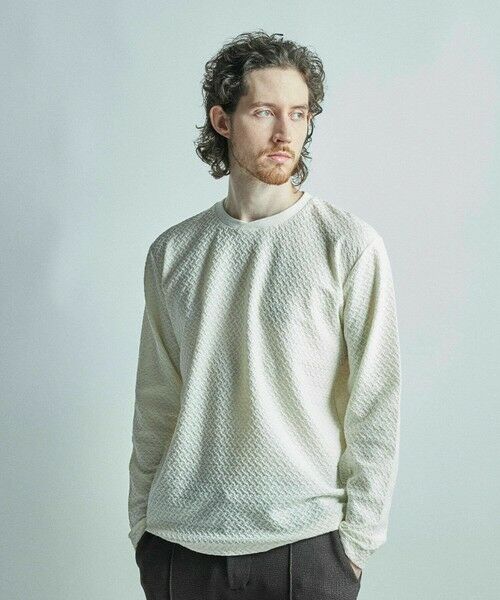 MEN'S BIGI / メンズビギ Tシャツ | シャーリングジャカードロングスリーブTシャツ | 詳細1