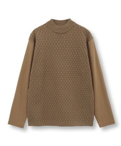 MEN'S BIGI / メンズビギ Tシャツ | ニットコンビ モックネック長袖Tシャツ