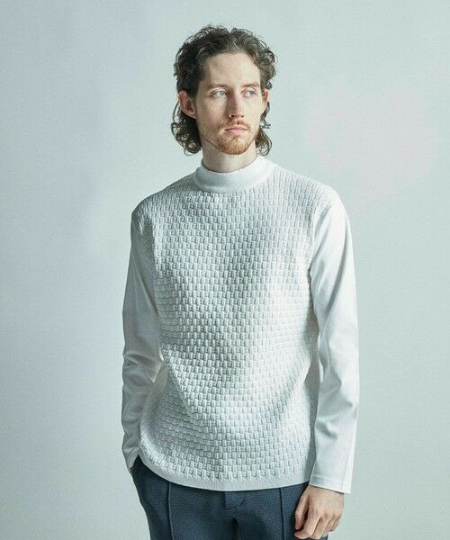 MEN'S BIGI / メンズビギ Tシャツ | ニットコンビ モックネック長袖Tシャツ | 詳細1