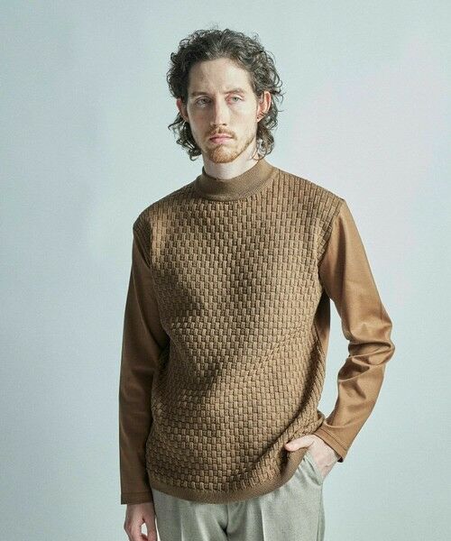 MEN'S BIGI / メンズビギ Tシャツ | ニットコンビ モックネック長袖Tシャツ | 詳細7