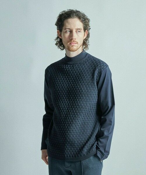 MEN'S BIGI / メンズビギ Tシャツ | ニットコンビ モックネック長袖Tシャツ | 詳細9
