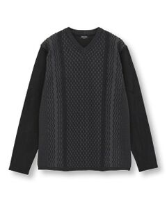 MEN'S BIGI / メンズビギ Tシャツ | ニットコンビ フェイクスエード長袖Tシャツ