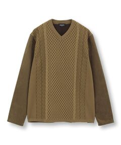 MEN'S BIGI / メンズビギ Tシャツ | ニットコンビ フェイクスエード長袖Tシャツ