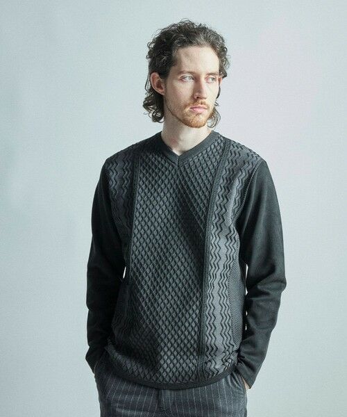MEN'S BIGI / メンズビギ Tシャツ | ニットコンビ フェイクスエード長袖Tシャツ | 詳細5