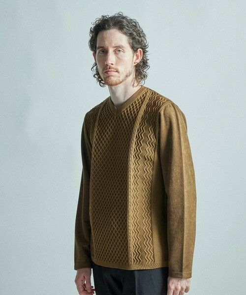 MEN'S BIGI / メンズビギ Tシャツ | ニットコンビ フェイクスエード長袖Tシャツ | 詳細7