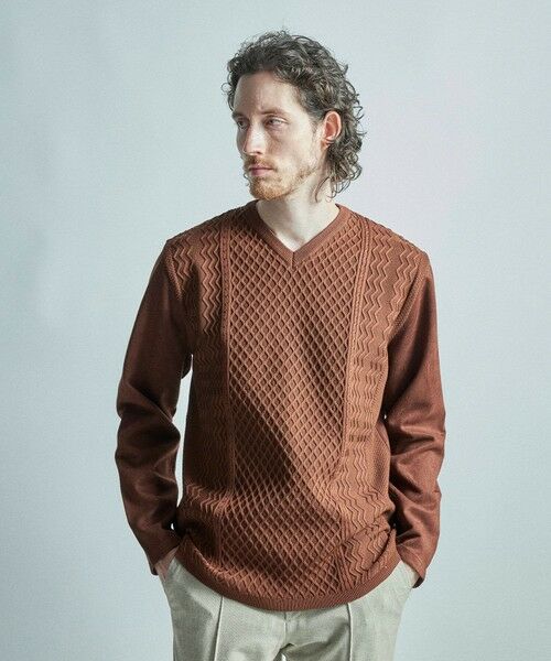 MEN'S BIGI / メンズビギ Tシャツ | ニットコンビ フェイクスエード長袖Tシャツ | 詳細9