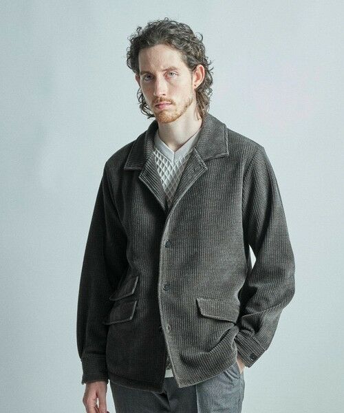 MEN'S BIGI / メンズビギ Tシャツ | ベロア調コールワッフル カバーオールジャケット | 詳細1