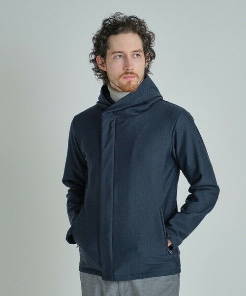 MEN'S BIGI / メンズビギ スウェット | ヒートパフォーマー ヘリンボーンプリント フードパーカー | 詳細4