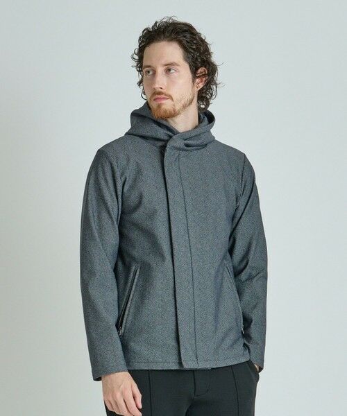 MEN'S BIGI / メンズビギ スウェット | ヒートパフォーマー ヘリンボーンプリント フードパーカー | 詳細7