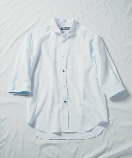 MEN'S BIGI / メンズビギ シャツ・ブラウス | COOL MAX フレンチリネン 7分袖シャツ(ホワイト)