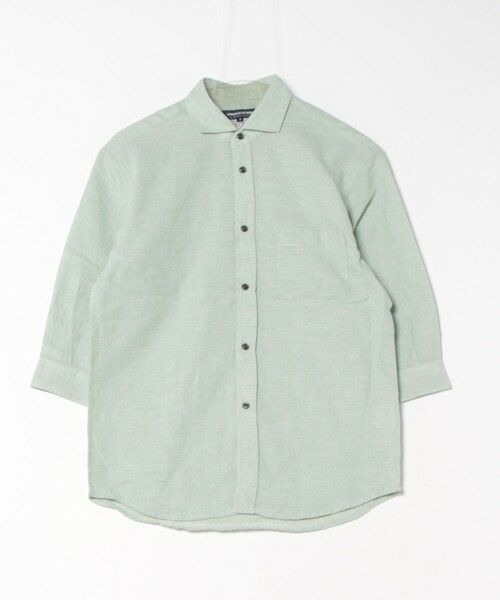 MEN'S BIGI / メンズビギ シャツ・ブラウス | COOL MAX フレンチリネン 7分袖シャツ(ミントグリーン)