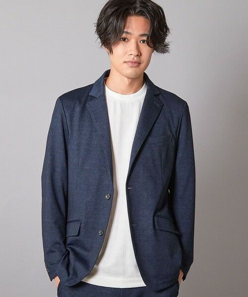 MEN'S BIGI / メンズビギ テーラードジャケット | 【セットアップ着用可】メランジプリントポンチテーラードジャケット(ネイビー)